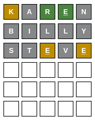 Stranger Things word game — sample board mid-solve